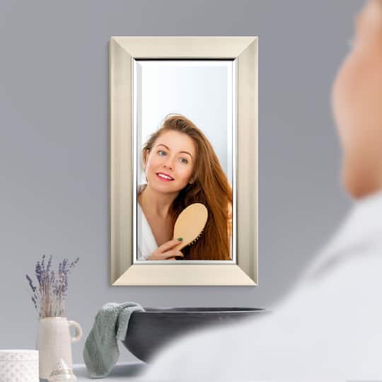 Head West 29" Brushed Nickel Framed Vanity Mirror